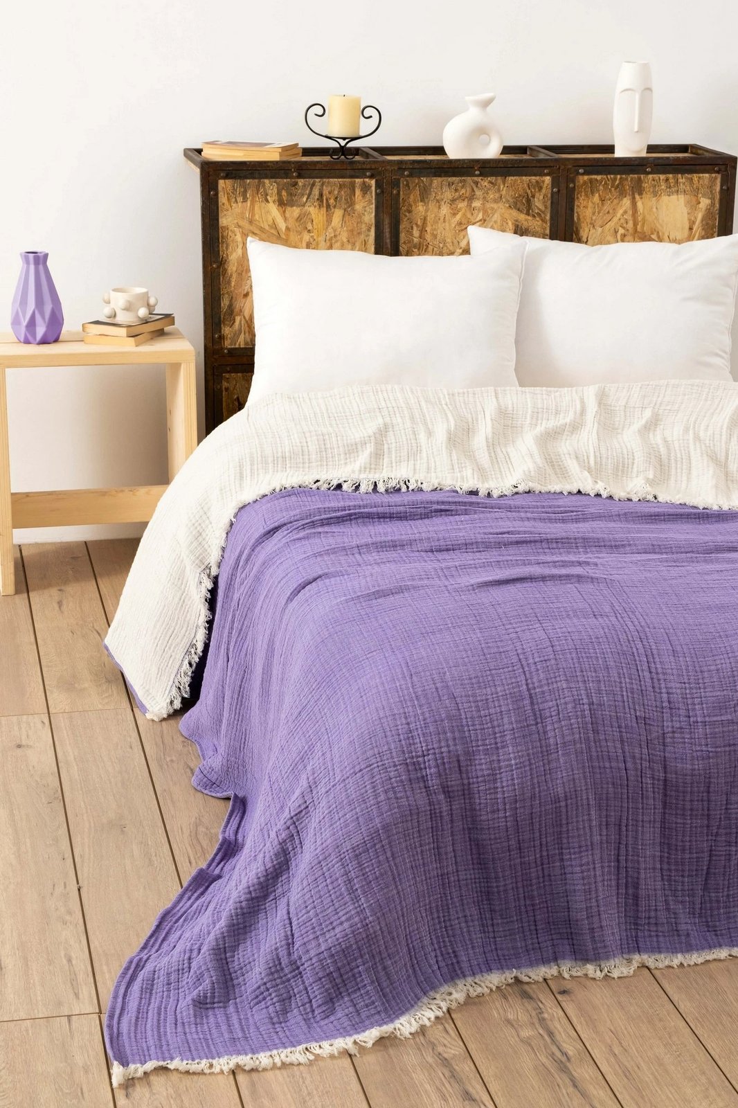 Mbulesë krevati dopio L'essentiel, muslin, ngjyrë damson