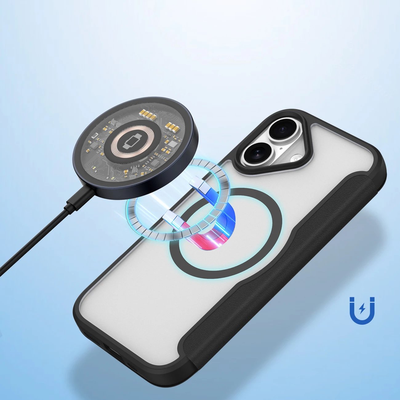 Mbështjellës Dux Ducis Skin X Pro për iPhone 17, me portofol, MagSafe, e zezë