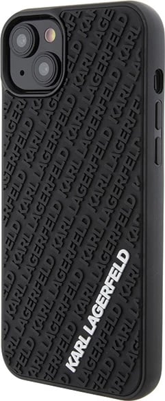 Mbështjellës Karl Lagerfeld 3D Rubber Multi Logo për iPhone 15 Plus, i zi