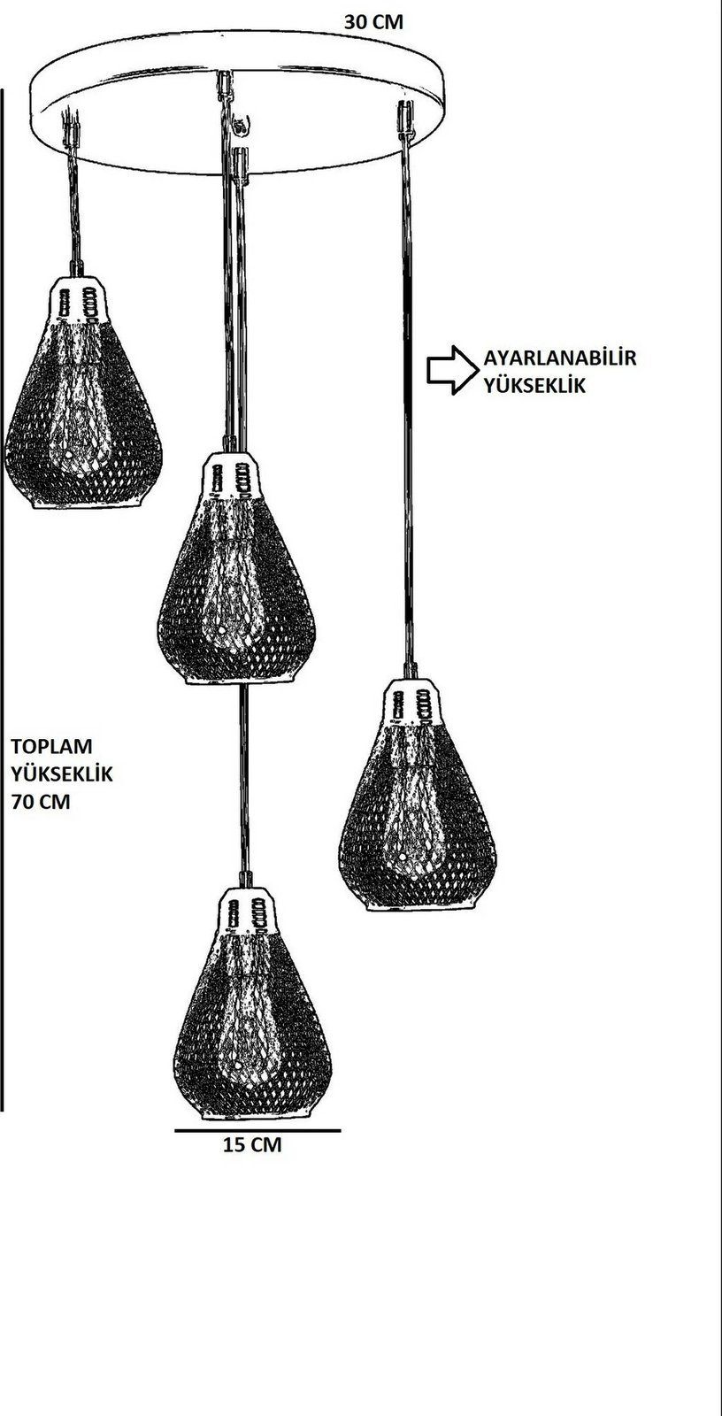Llambë tavani Opviq, Armut 4-sh, ngjyrë ari, tepsi eskitme