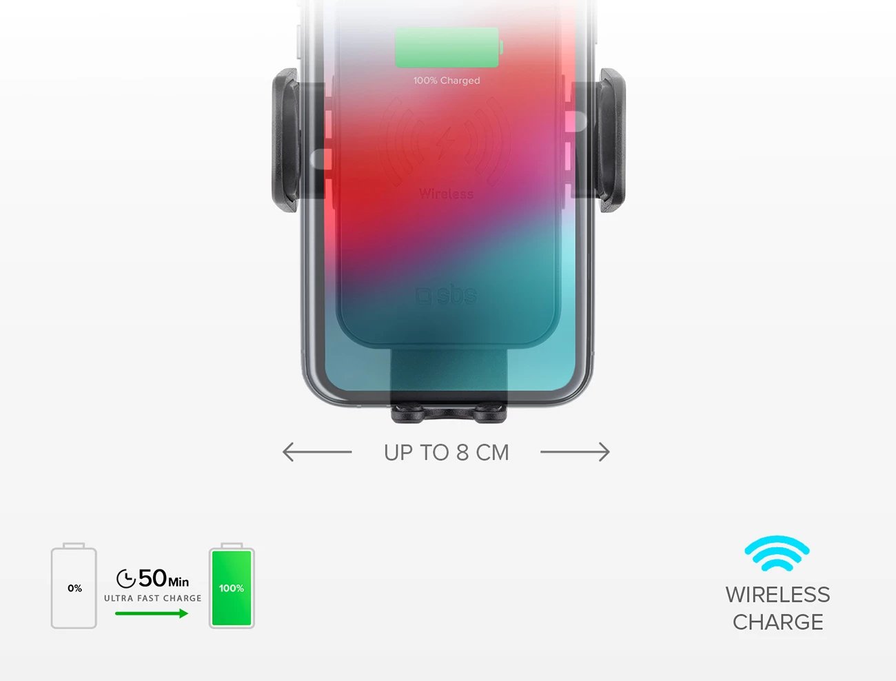 Mbështjellës me karikim wireless SBS TESUPWIR15WAUT për ventilator të makinës, 15W, i zi