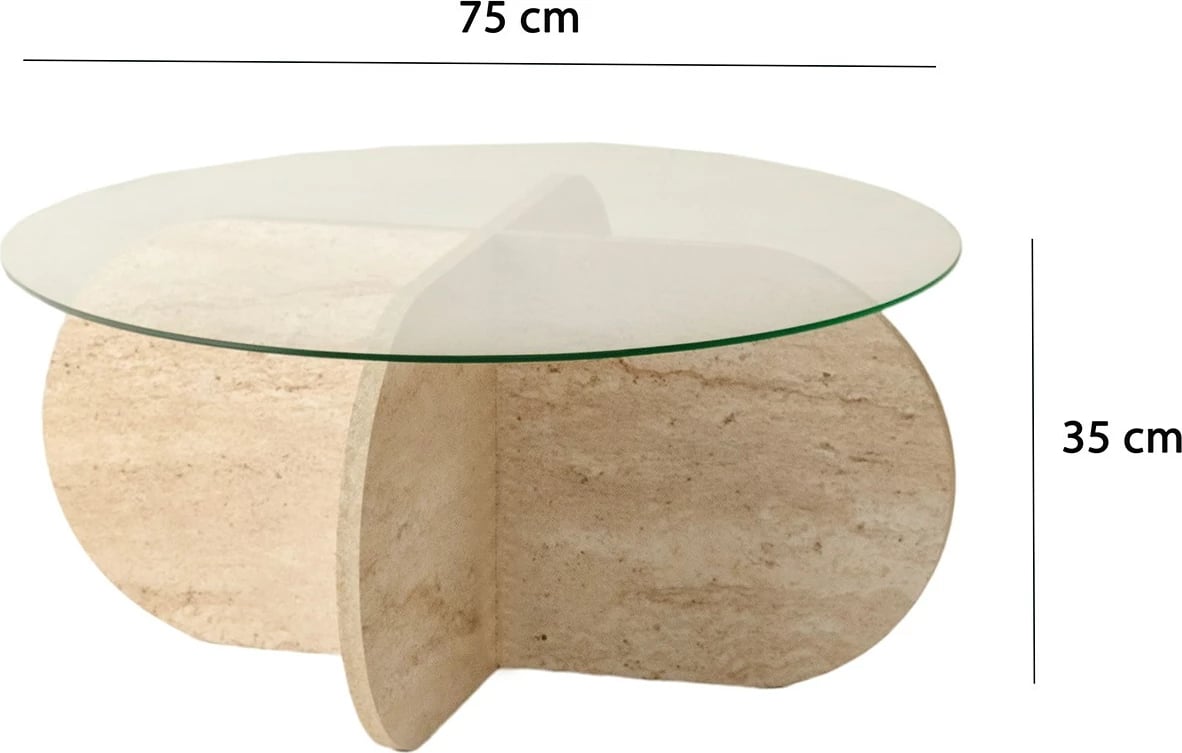 Tavolinë kafeje Hanah Home, Bubble, ngjyrë travertin, xham transparent