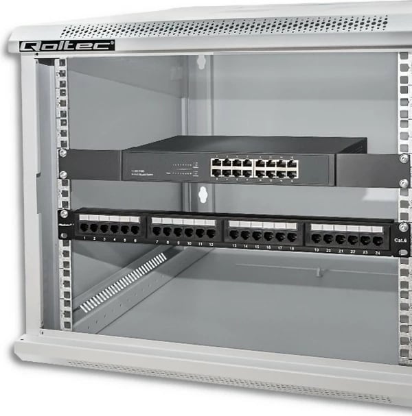 Kasë RACK Qoltec 9U, 600x600x500mm, për mur, Gri