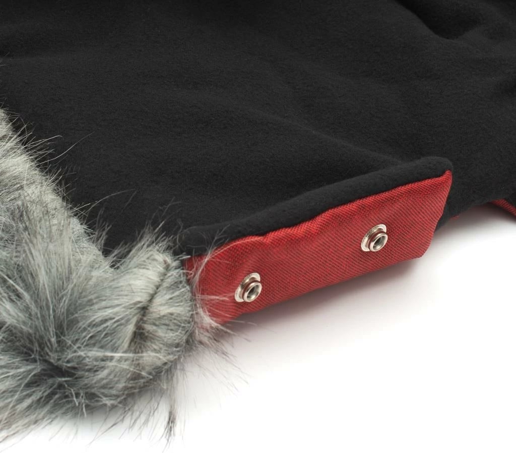 Muff dore për karrocë bebe, NEW BABY, 2-në-1, me gëzof sintetik, 44x26 cm, e kuqe