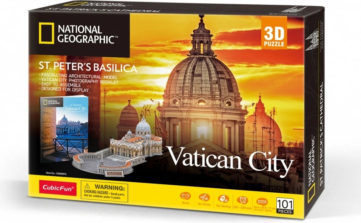Puzzle 3D Cubic Fun National Geographic Bazilika e Shën Pjetrit, 101 pjesë