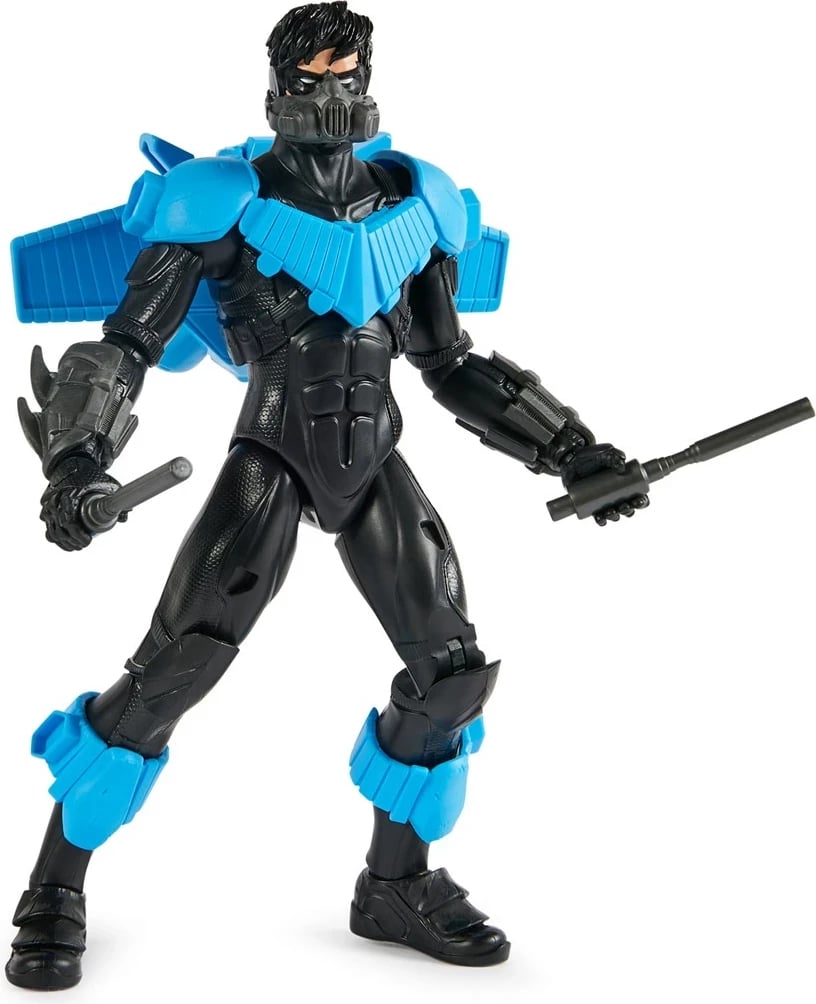 Figurë lodër aksioni Spin Master DC Comics Batman Adventures Nightwing, 30 cm, 15 aksesorë, 17 pika artikulimi, Blu