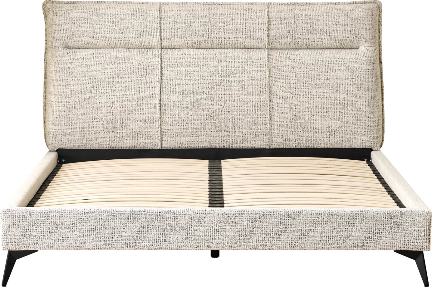 Krevat dopio LIGNUM, stof bezhë, këmbë metalike të zeza, për dyshek 160x200cm