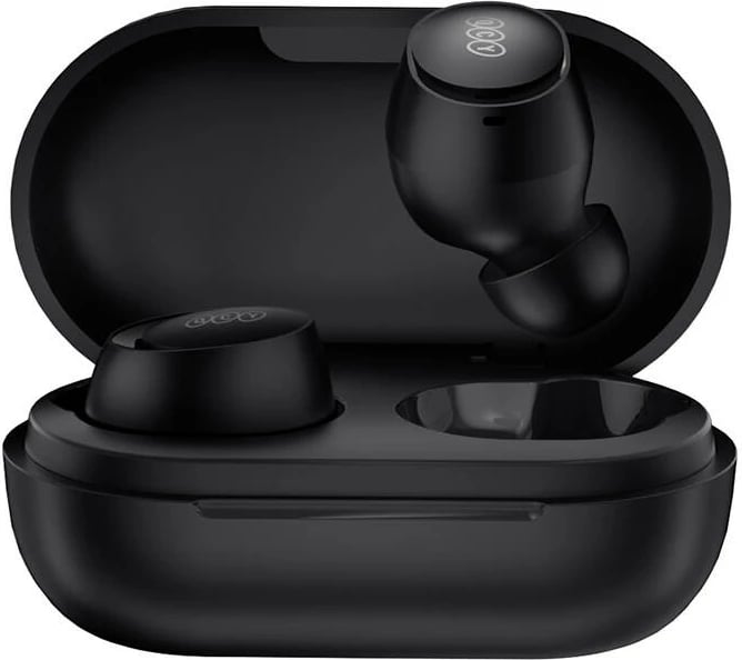 Kufje TWS QCY T27, wireless, me kuti karikimi, e zezë