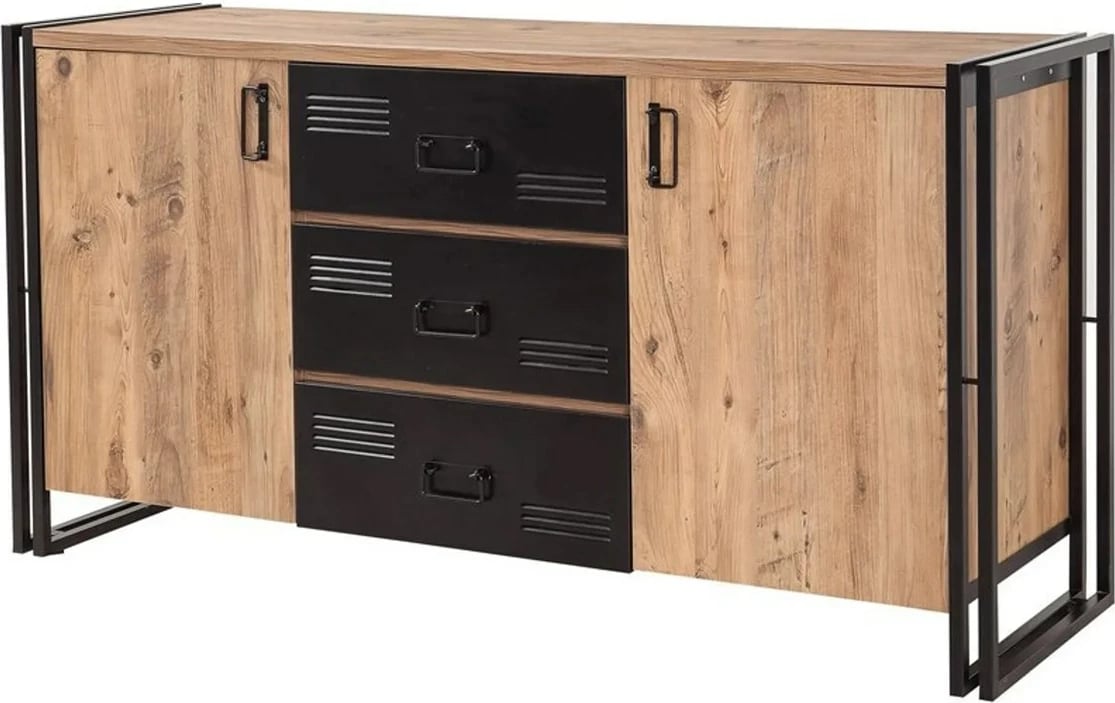 Set mobiljesh për dhomë dite, ngjyrë pishë Atlantike dhe e zezë, Cosmo Takım 22