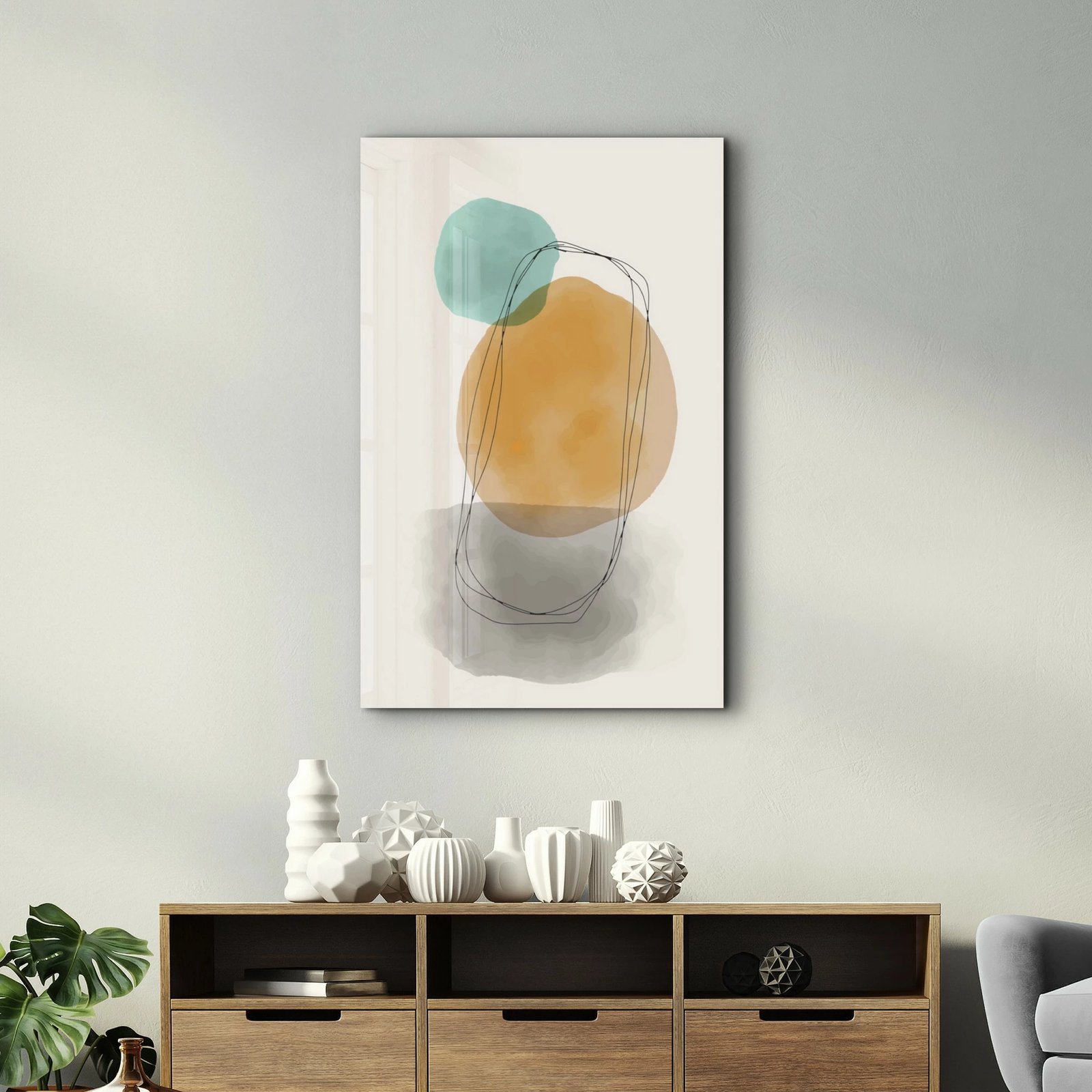 Pikturë dekorative prej xhami të temperuar, shumëngjyrëshe, CAM-1087, 46x72 cm