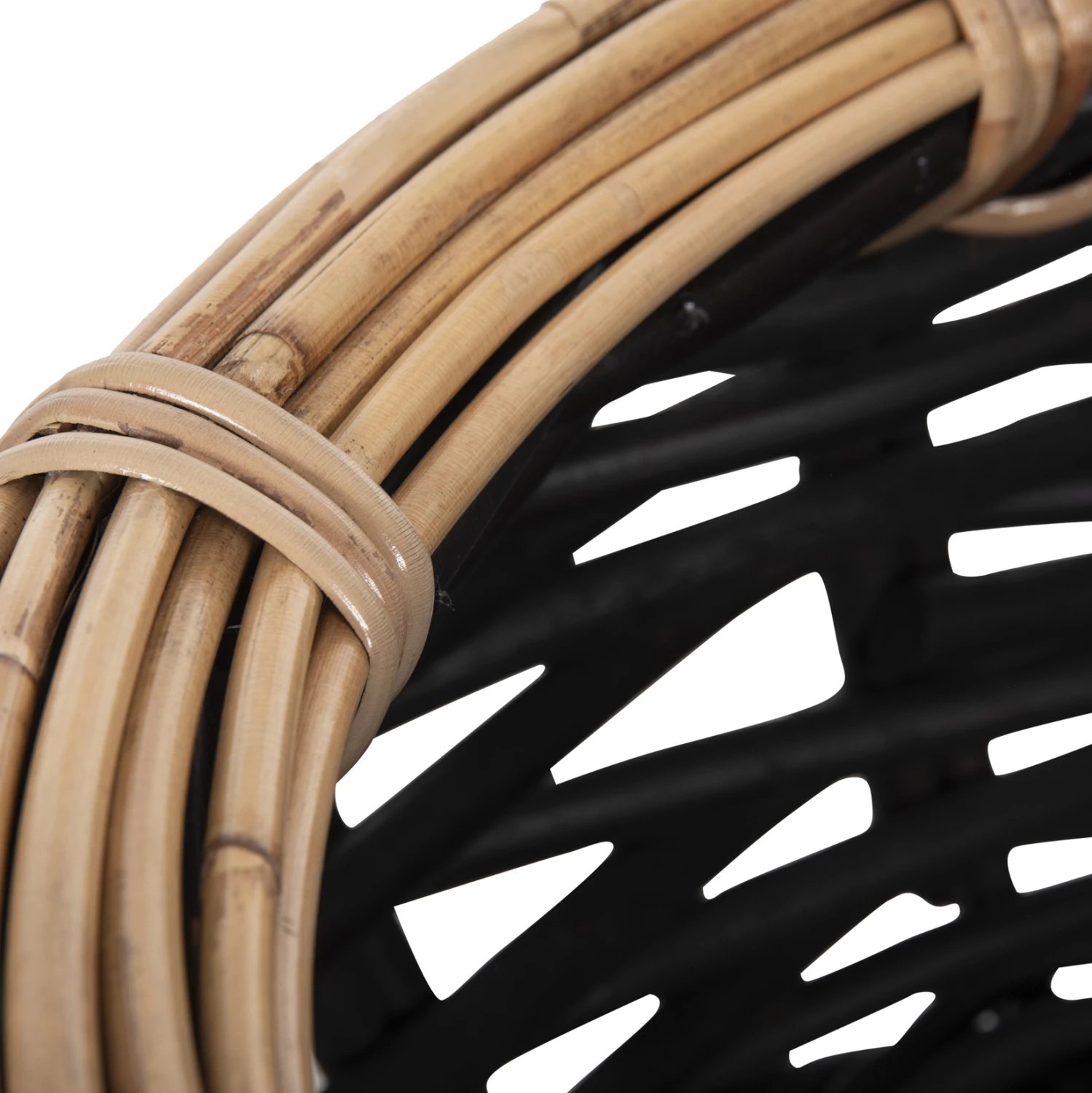 Shportë dyshemeje POTTS FH4378 CL rattan, ngjyrë zezë & natyrale, Φ62x36H cm