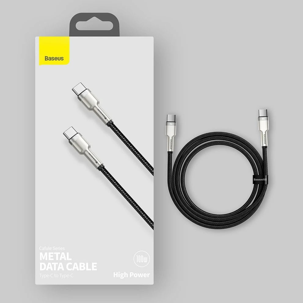 Kabllo Baseus Cafule Series Metal Data CATJK-C01, USB-C në USB-C, 1m, 100W, E zezë