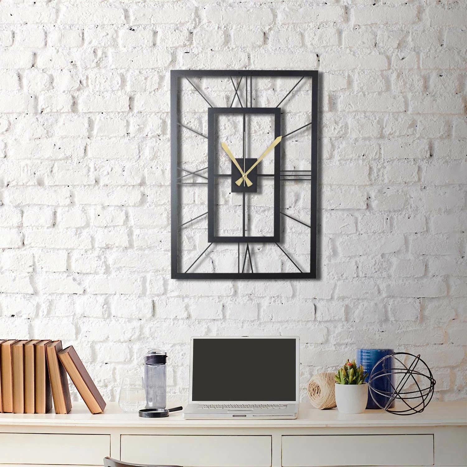 Orë muri dekorative metalike Wallity, November XL, ngjyrë e zezë, 70x49cm