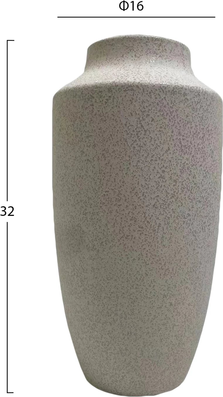 Dekor tavoline prej qeramike 'GALAD' FH4588.01, ngjyrë e bardhë e zbehtë me kristalizim, Φ16x32Hcm