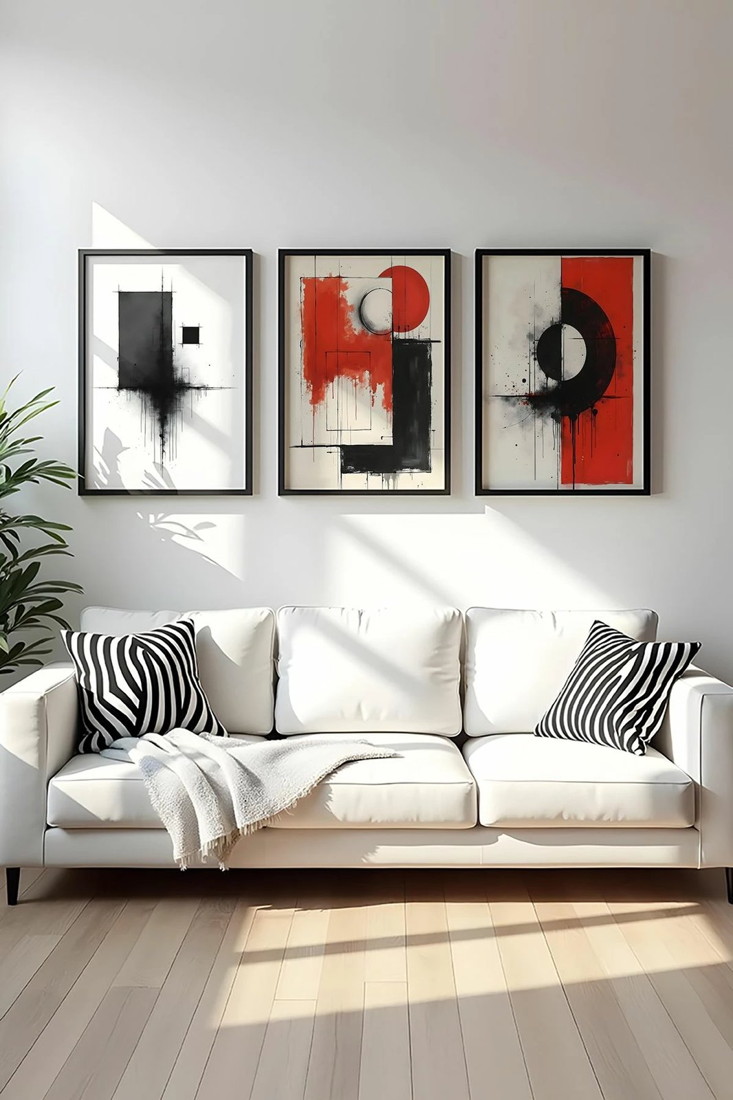 Pikturë dekorative me kornizë, 3 copë, Wallity, Huhu441, shumëngjyrëshe, 30x40cm