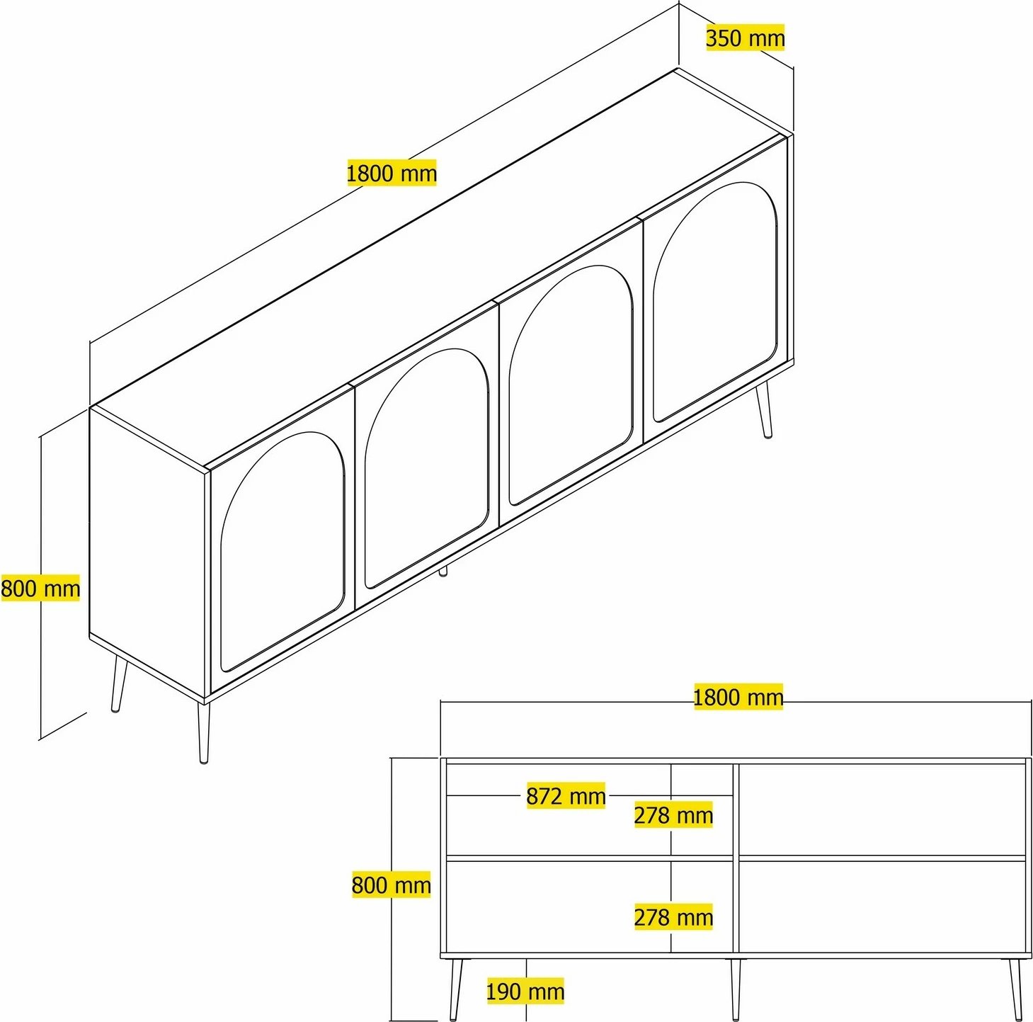 Konsolë Skye Decor, Lyon 80, e bardhë dhe e artë