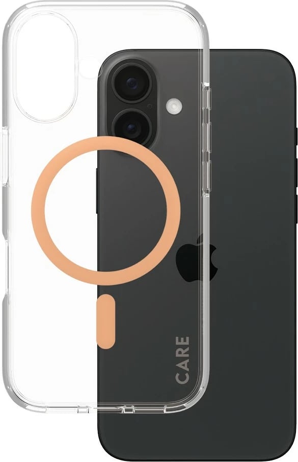 Mbështjellës PanzerGlass CARE Case Flagship Peachy MagSAFE për iPhone 16, transparent