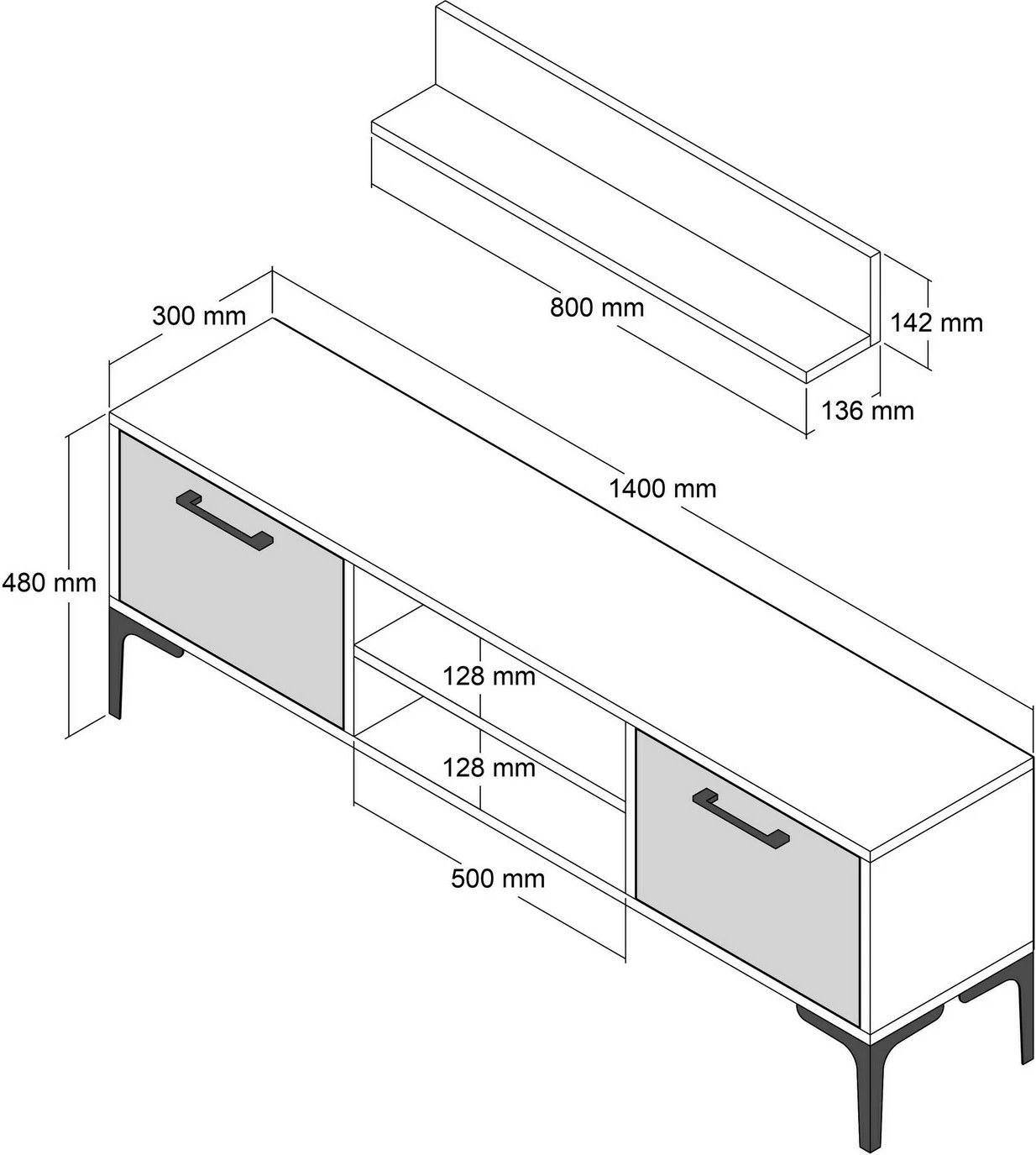 Komodë TV Hanah Home, Riga, e bardhë