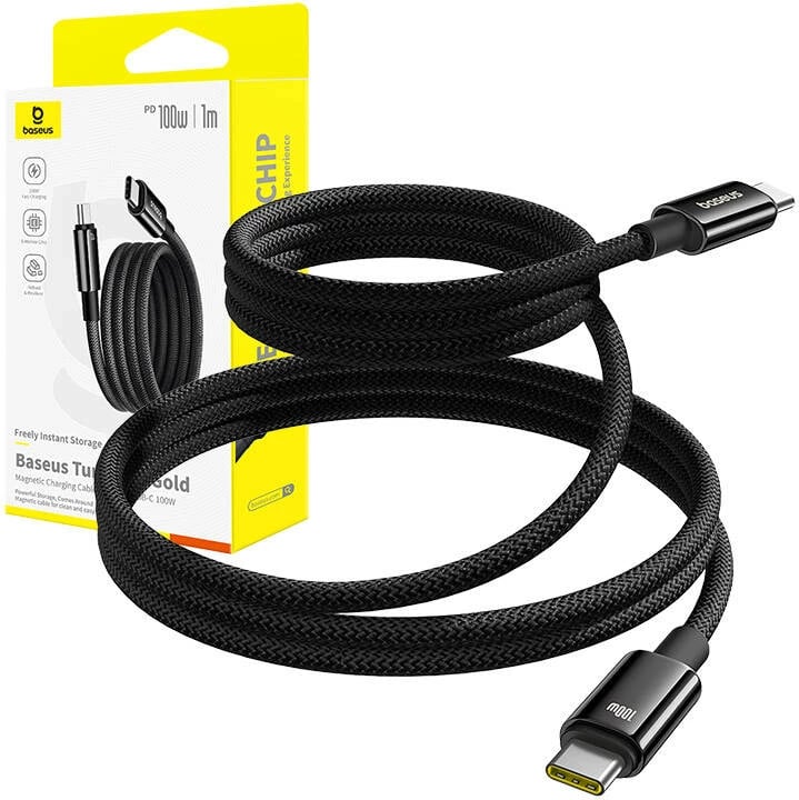 Kabllo karikimi Baseus Tungsten Gold USB-C në USB-C, 100W, 1m, e zezë Kabllo karikimi Baseus Tungsten Gold USB-C në USB-C, 100W, 1m, e zezë