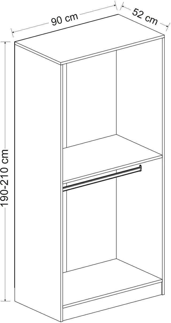 Dollap Skye Decor, ngjyrë antracit-lisi, 190cm