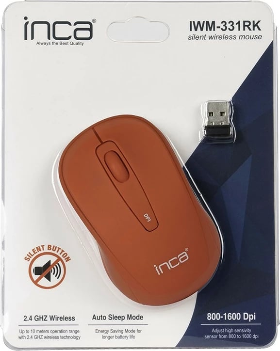 Maus wireless Inca IWM-331RK 1600 DPI, Nano-USB, i kuq