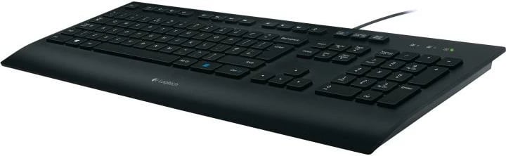Tastierë, Logitech K280e (920-008669), USB me kabllo, layout DE, me mbështetje për kyç, e zezë