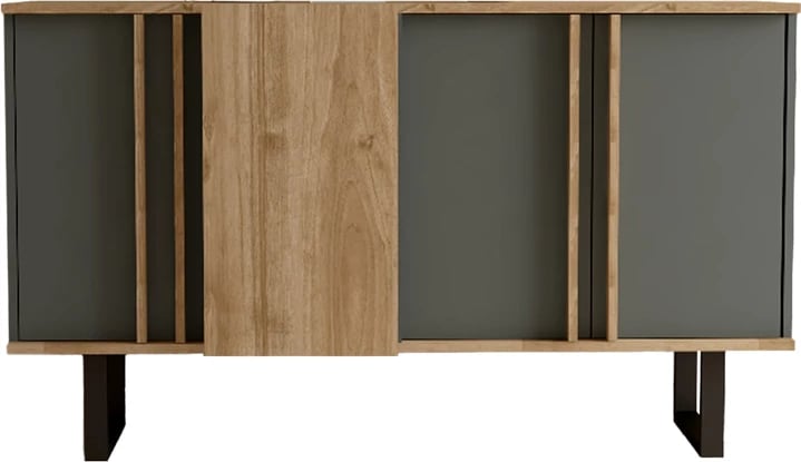Sideboard Amanda I, ngjyrë antracit-arrë, 160x74x79cm