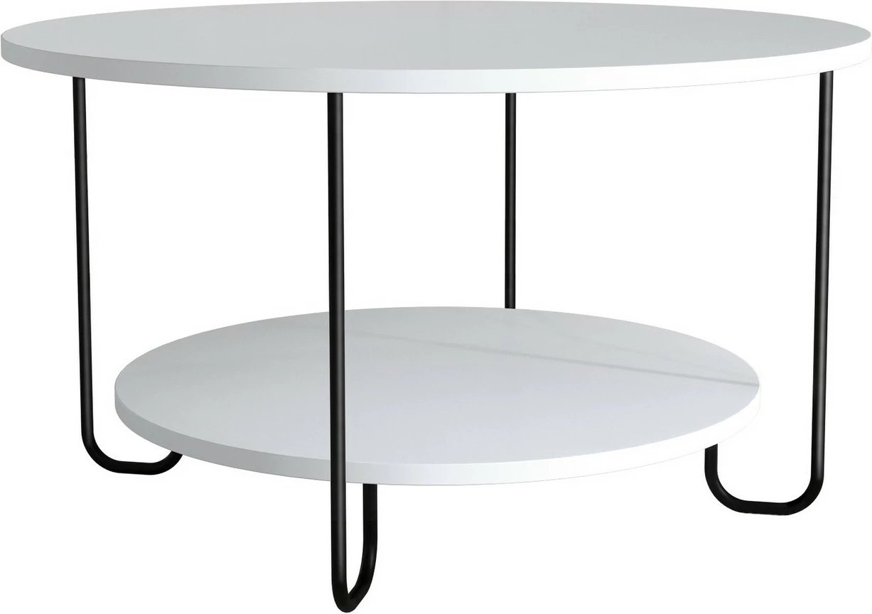 Tavolinë kafeje dy kate, ngjyrë e bardhë, Skye Decor, Corro