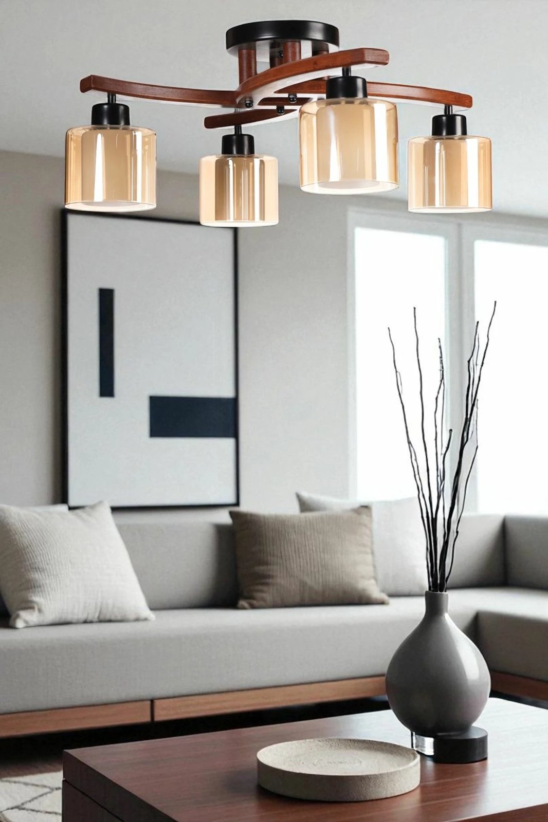 Llambë varëse Opviq, 9002-6, ngjyrë mjaltë, arre, e zezë