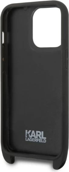 Mbështjellës Karl Lagerfeld KLHCP14LSTKMK për iPhone 14 Pro 6.1", Monogram Ikonik Patch, i zi me rrip