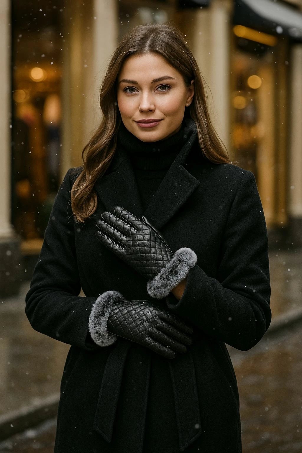 Doreza për gra, lëkurë PU, të zeza, Jumeon Eld12