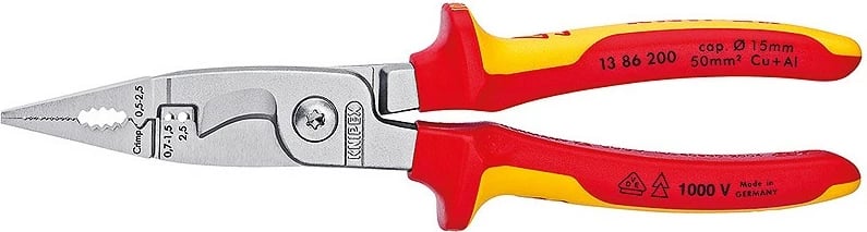 Pinca të holla Knipex 13 86 200, çelik, dorezë plastike, 200mm, portokalli/kuqe