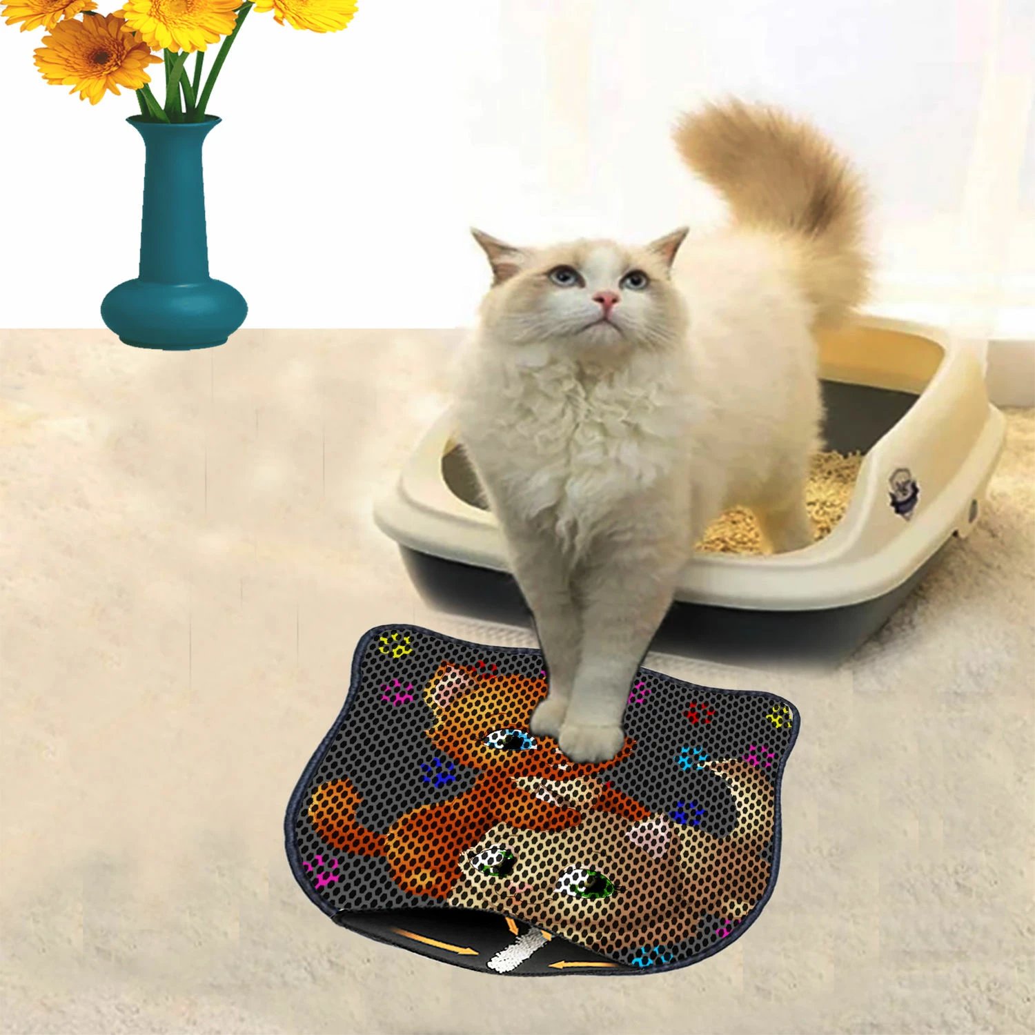 Tapet për rërë mace, shumëngjyrësh, Paws & Whiskers, Kdkafa0102, 40x50cm