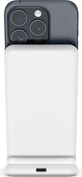 Karikues wireless 2-në-1 CRONG MagSpot Stand me MagSafe, për iPhone dhe AirPods, 15W, Bardhë