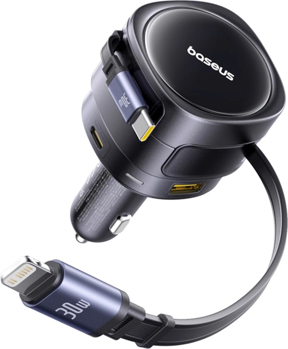 Karikues makine Baseus Enjoyment Max 90W, 2x USB-C + kabllo USB-C dhe Lightning, i zi