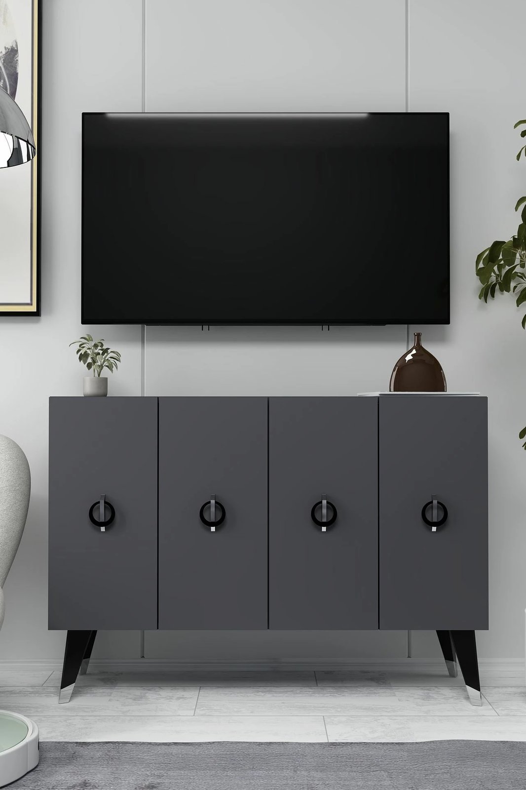 Konsol Skye Decor, antracit, e zezë, argjend, 8183KM-32