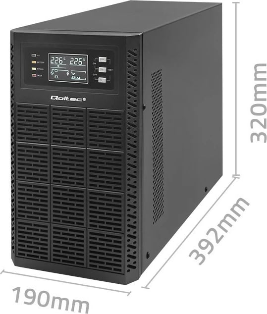 UPS Qoltec 3kVA 3000W, Online, LCD, EPO, USB, Midi Tower, i zi