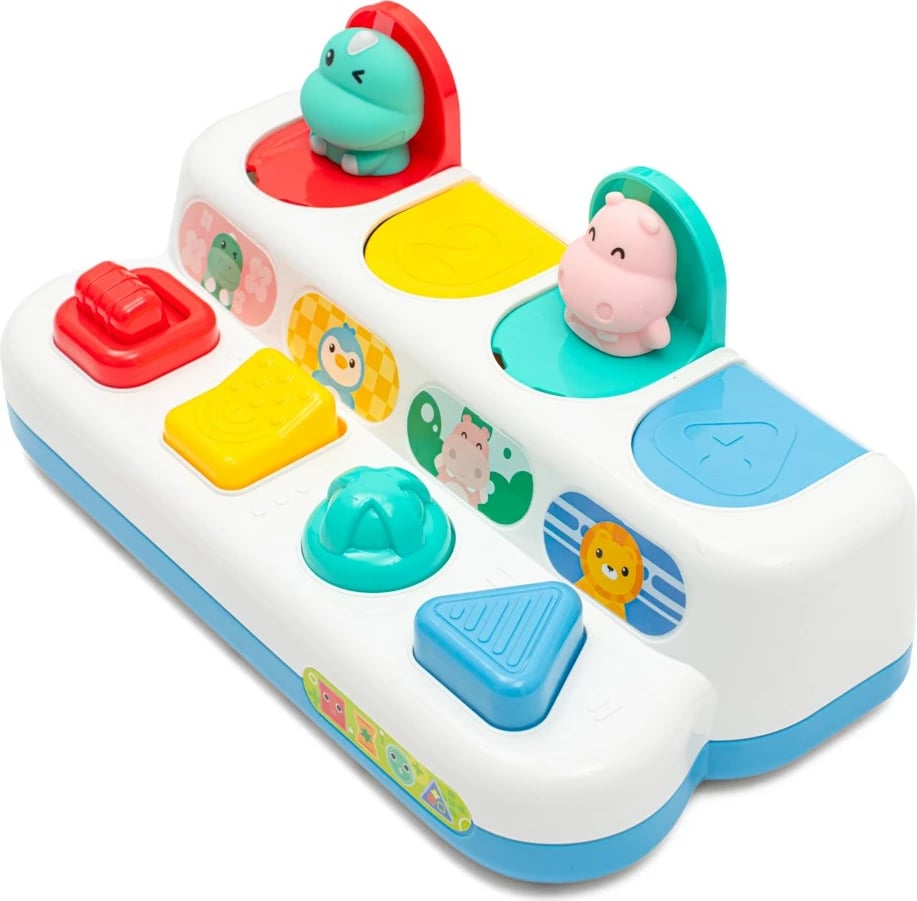 Lodër interaktive, Baby Mix, Peekaboo Animals, mekanizëm pop-up me dritare dhe kafshë, për 18m+, shumëngjyrëshe