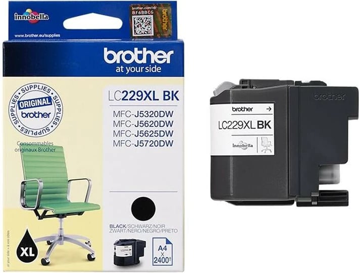 Kartushë boje Brother LC229XL-BK rendiment i lartë 2400 faqe, e zezë