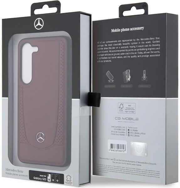 Mbështjellës Mercedes Leather Urban për Samsung Galaxy S23, i fortë, lëkurë artificiale, Kuq