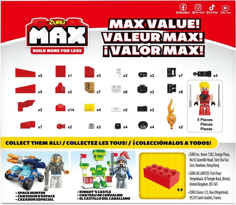 Set blloqe ndërtimi ZURU Max Build More, 100+ pjesë, me figurë, plastikë