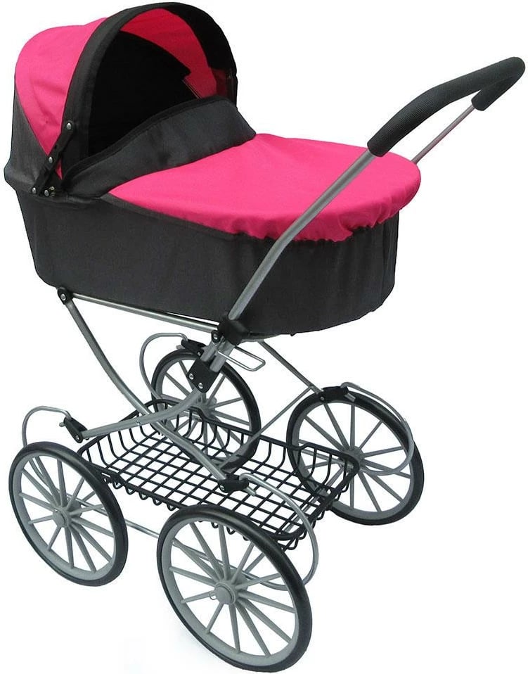 Karrocë për kukulla, PlayTo, Betty, retro, 69.5x42x89 cm, rozë