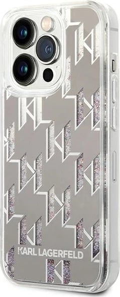Mbështjellës Karl Lagerfeld KLHCP14XLMNMS për iPhone 14 Pro Max 6.7", hardcase, Liquid Glitter Monogram, argjendtë