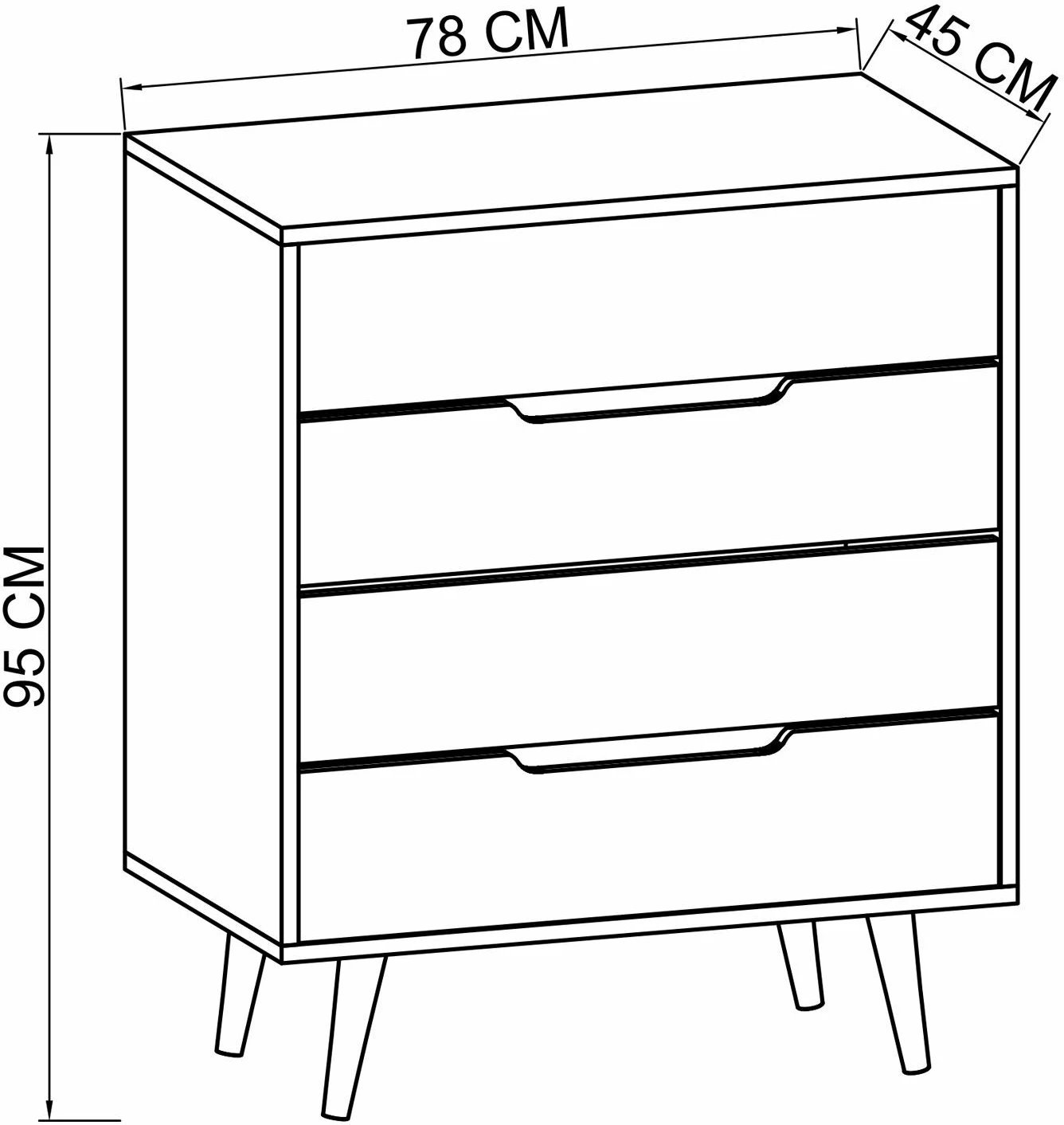 Komodë Skye Decor, ngjyrë lisi Sapphire, e bardhë