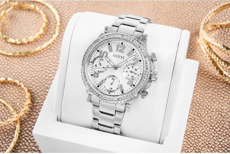 Orë dore Guess për femra, argjend