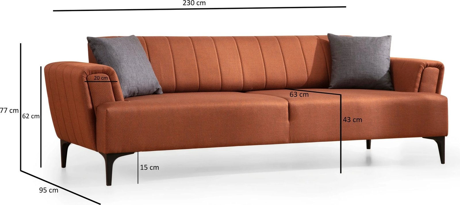 Divan-krevat treshe, ngjyrë e kuqe tjegulle, Atelier del Sofa, Hamlet