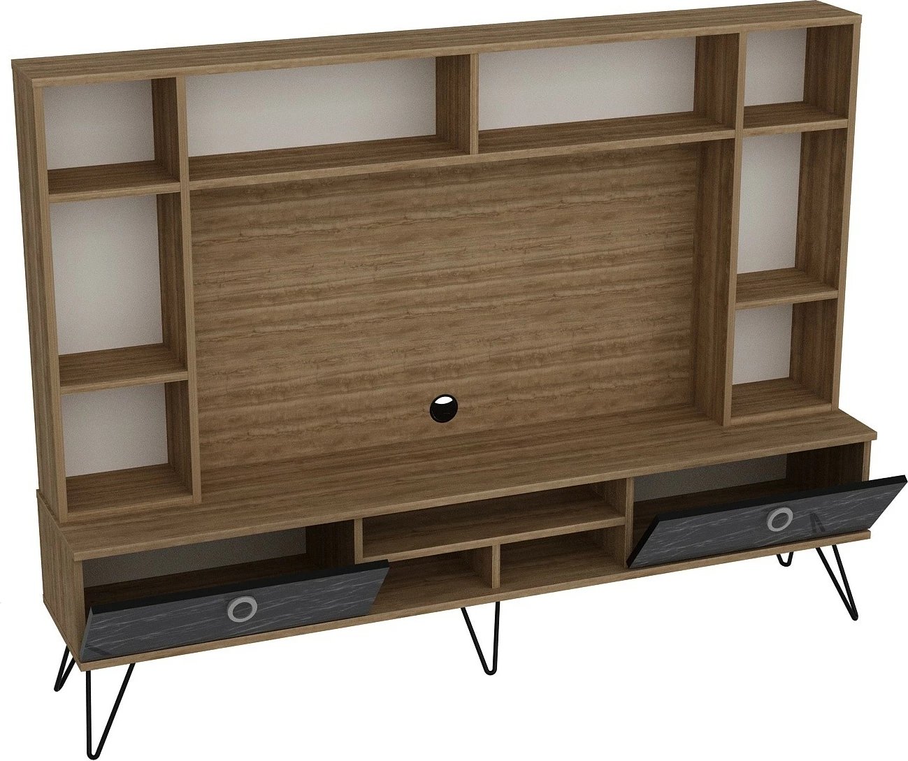 Komodë TV Hanah Home, Lorenz, ngjyrë arrë dhe e zezë