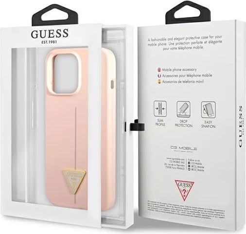 Mbështjellës Guess GUHCP13XSLTGP për iPhone 13 Pro Max 6.7", silikon, rozë
