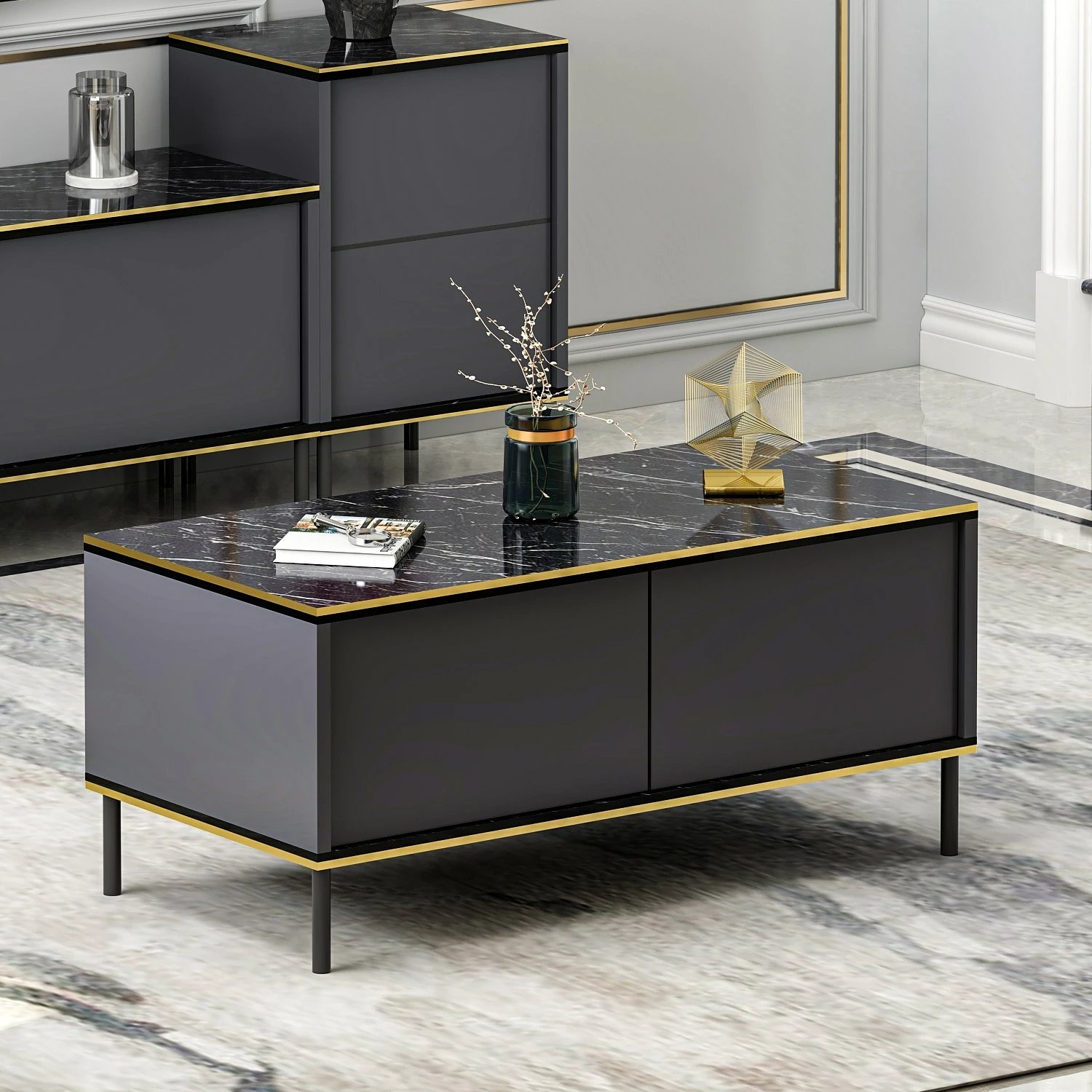 Tavolinë kafeje Hanah Home, ngjyrë antracit, Imaj