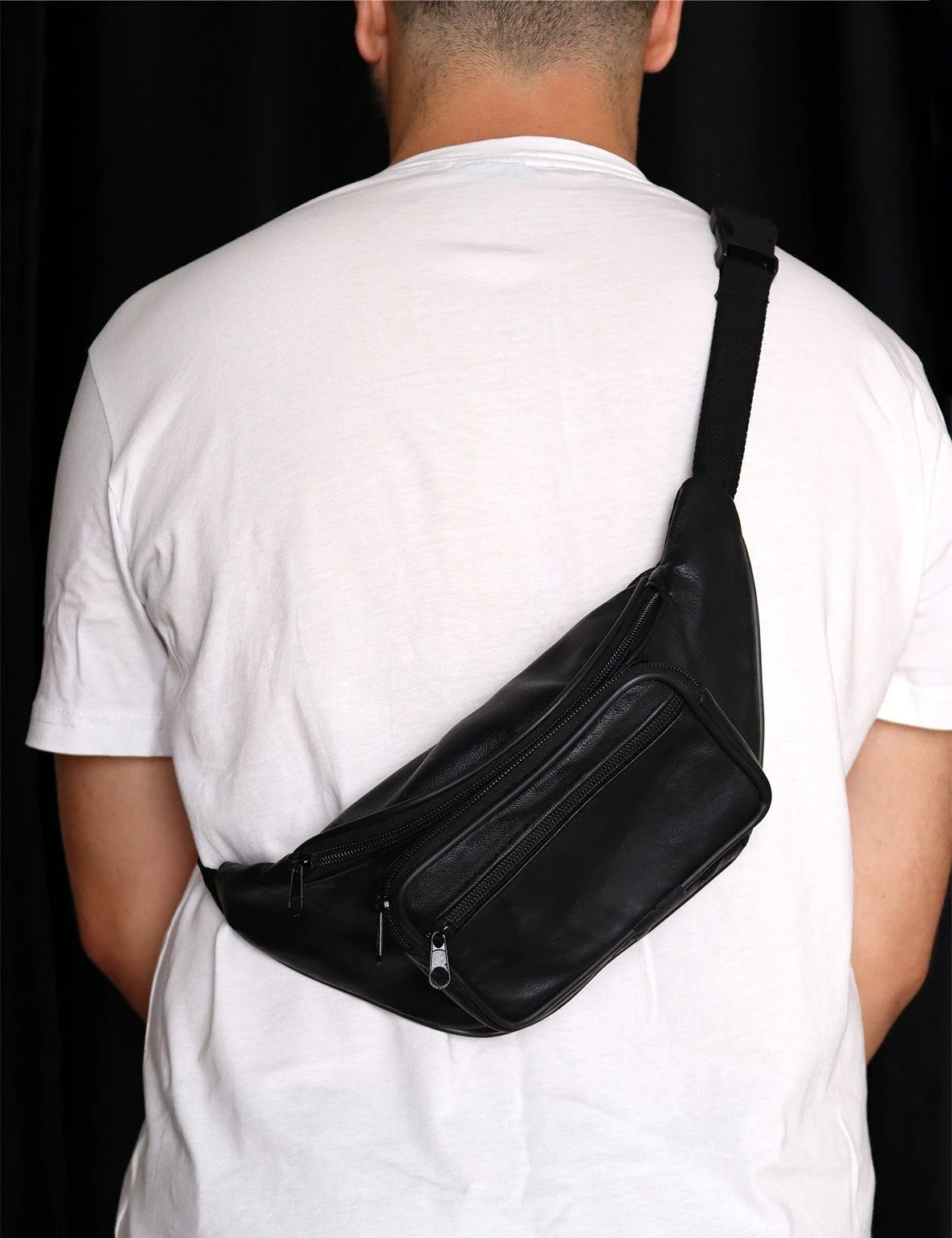 Çantë beli prej lëkure, e zezë, Zoozie Bags, 30x11.5cm